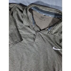 Nike Golf Modern Fit Dri-fit Polo Green Black Striped Snap Buttons XL